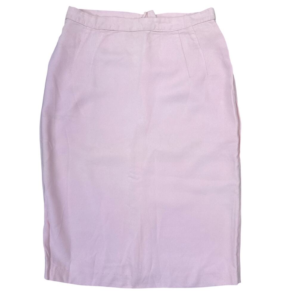 Vintage 70s Women's XS Baby Pink Polyester Crepe Pencil Skirt Union Label